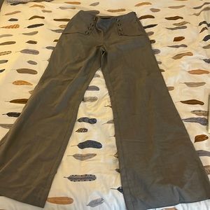 Gray dress pants with button detail